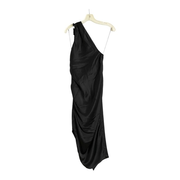 Arias New York Midi Cocktail Dress in Black Satin Size 10 - Picture 4 of 8